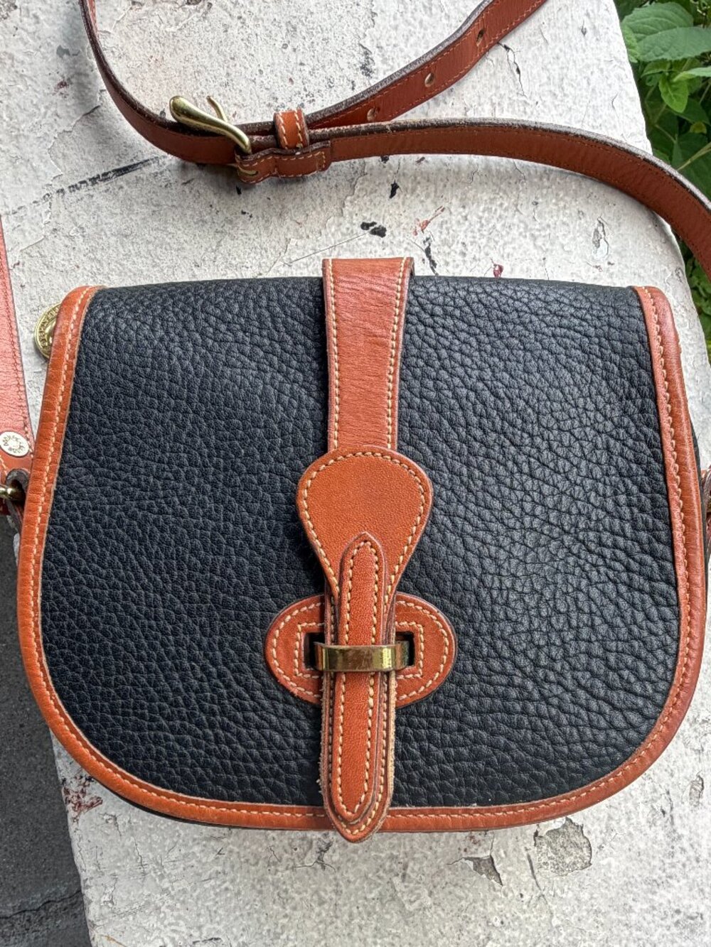 Dooney & Bourke Vintage USA Equestrian Over Under Marble Bag Small Crossbody Bag